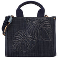 Tommy Bahama Dorothy Medium Denim Tote Embroidered Leaf Convertible Top Handle Crossbody Bag