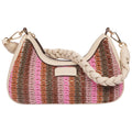 Tommy Bahama Woven Ribbon Zip Top Hobo Bag Striped Woven Shoulder Bag With Braided Strap