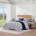 Tommy Hilfiger Capri Stripe Blue Cotton Reversible Quilt Set