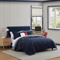 Tommy Hilfiger Solid Gardena Check Reversible Blue Quilt Set