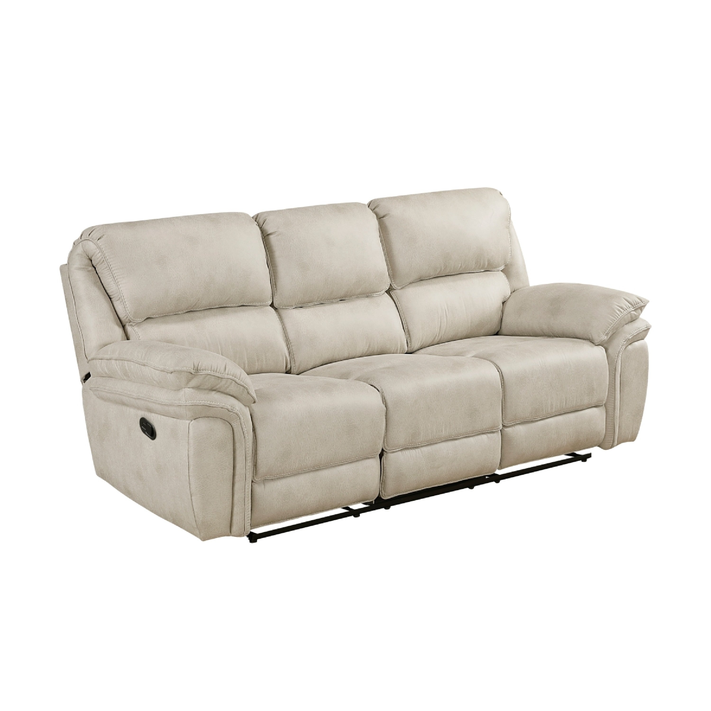 Tony Manual Reclining Sofa Plush Sand Brown Microfiber And Foam