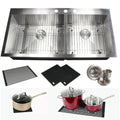 Topmount Drop In 16 Gauge 43 In. X 22 In. X 10 In. Stainless Steel Double Bowl 60 40 Zero Radius Kitchen Sink