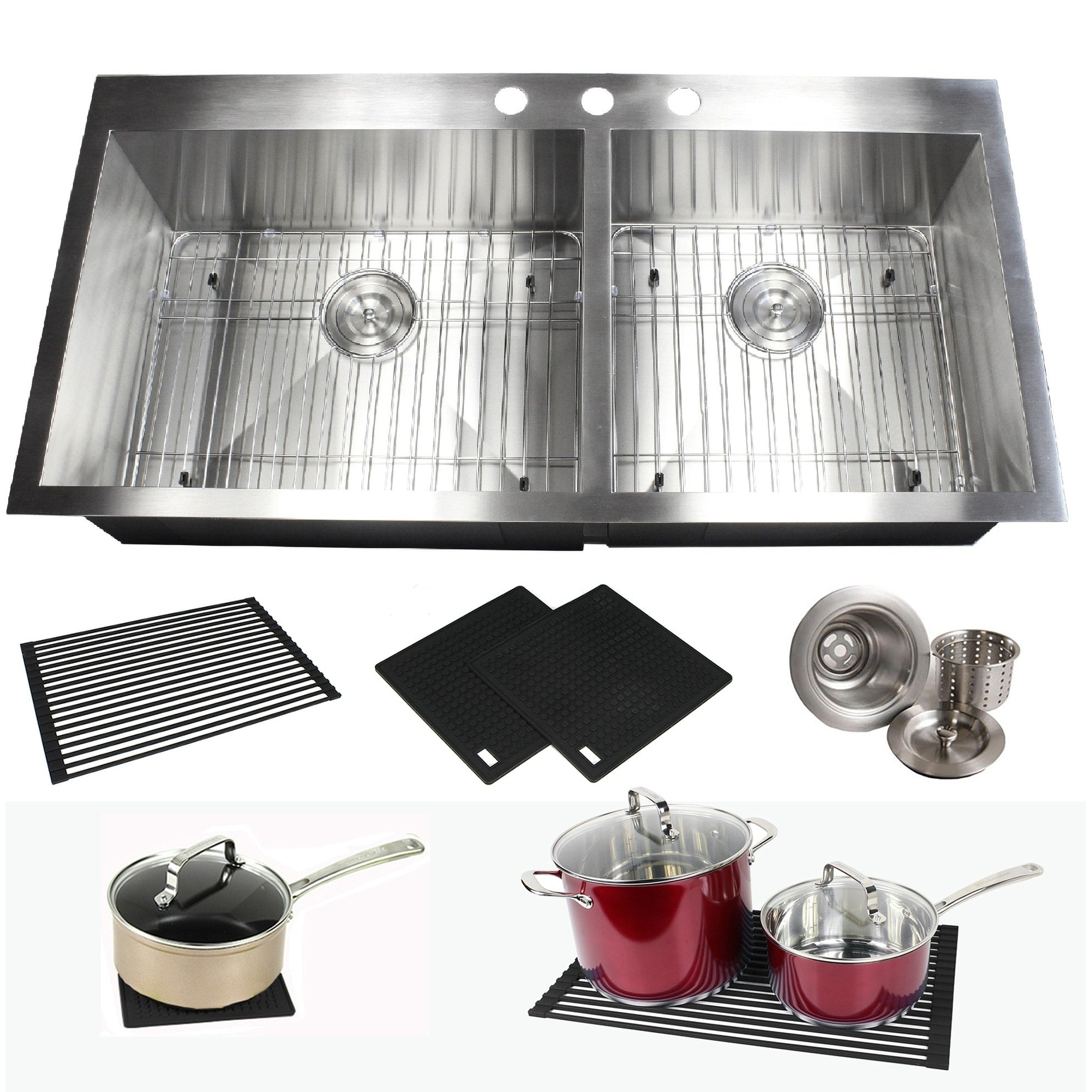 Topmount Drop In 16 Gauge 43 In. X 22 In. X 10 In. Stainless Steel Double Bowl 60 40 Zero Radius Kitchen Sink