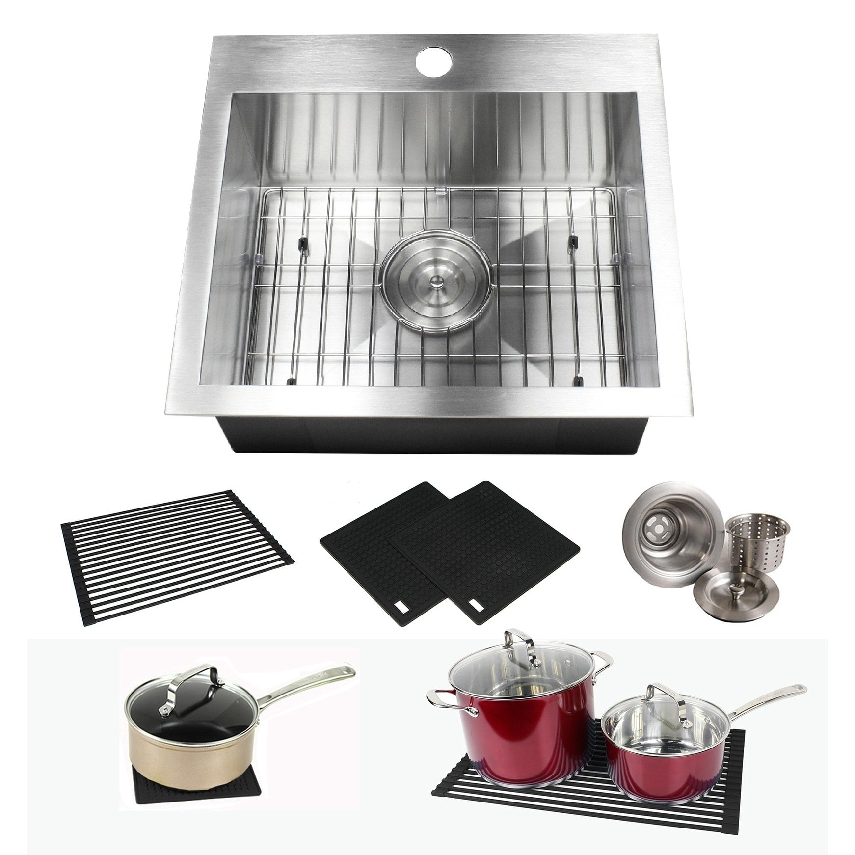 Topmount Drop In 19 In. X 17 In. X 9 In. Stainless Steel Prep Bar Island Single Bowl Zero Radius Kitchen Sink