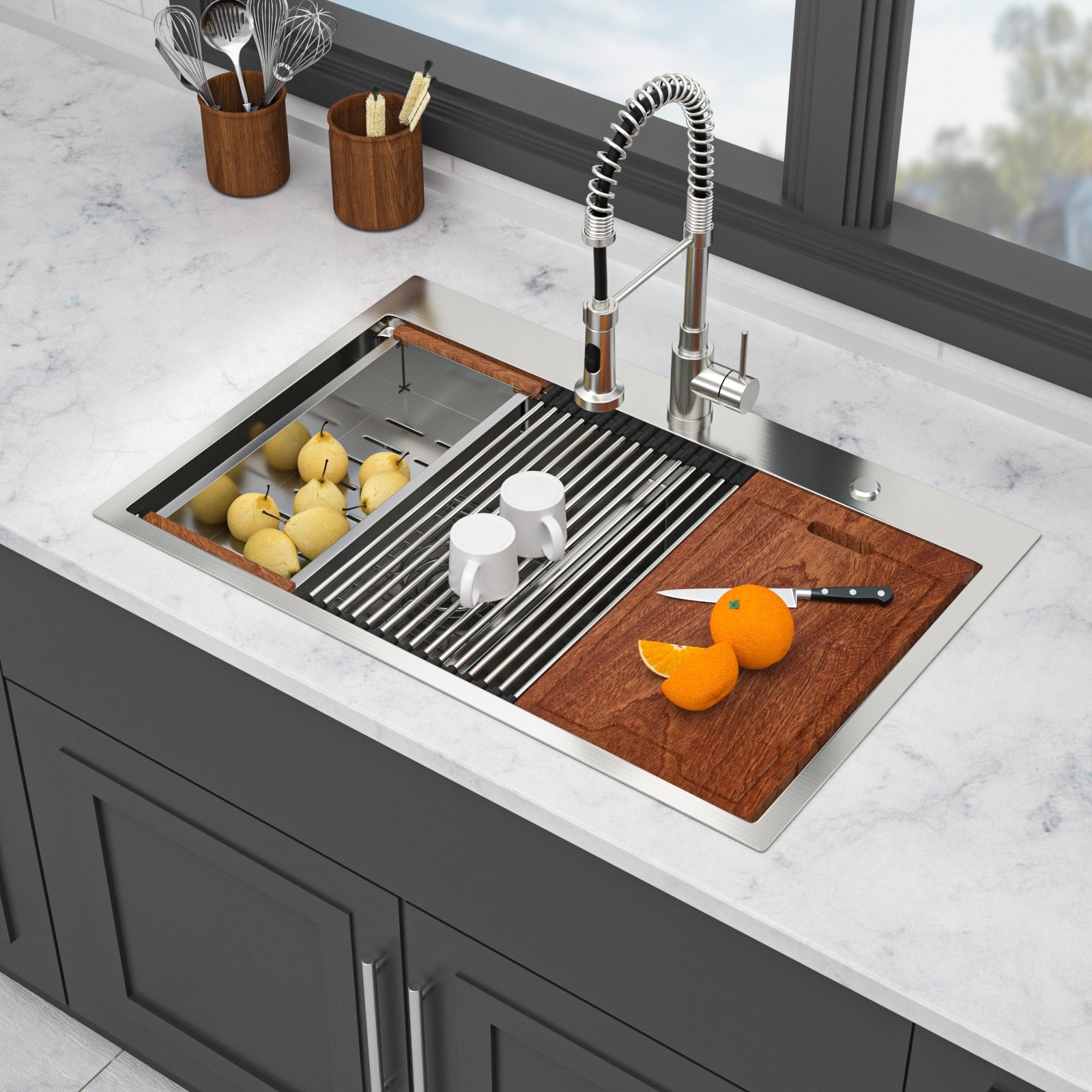 Topmount Drop In Kitchen Sink 36X22X10 Double Bowl Kitchen Sink 16 Gauge With 2 10 Deep Basin Brushed Nickel