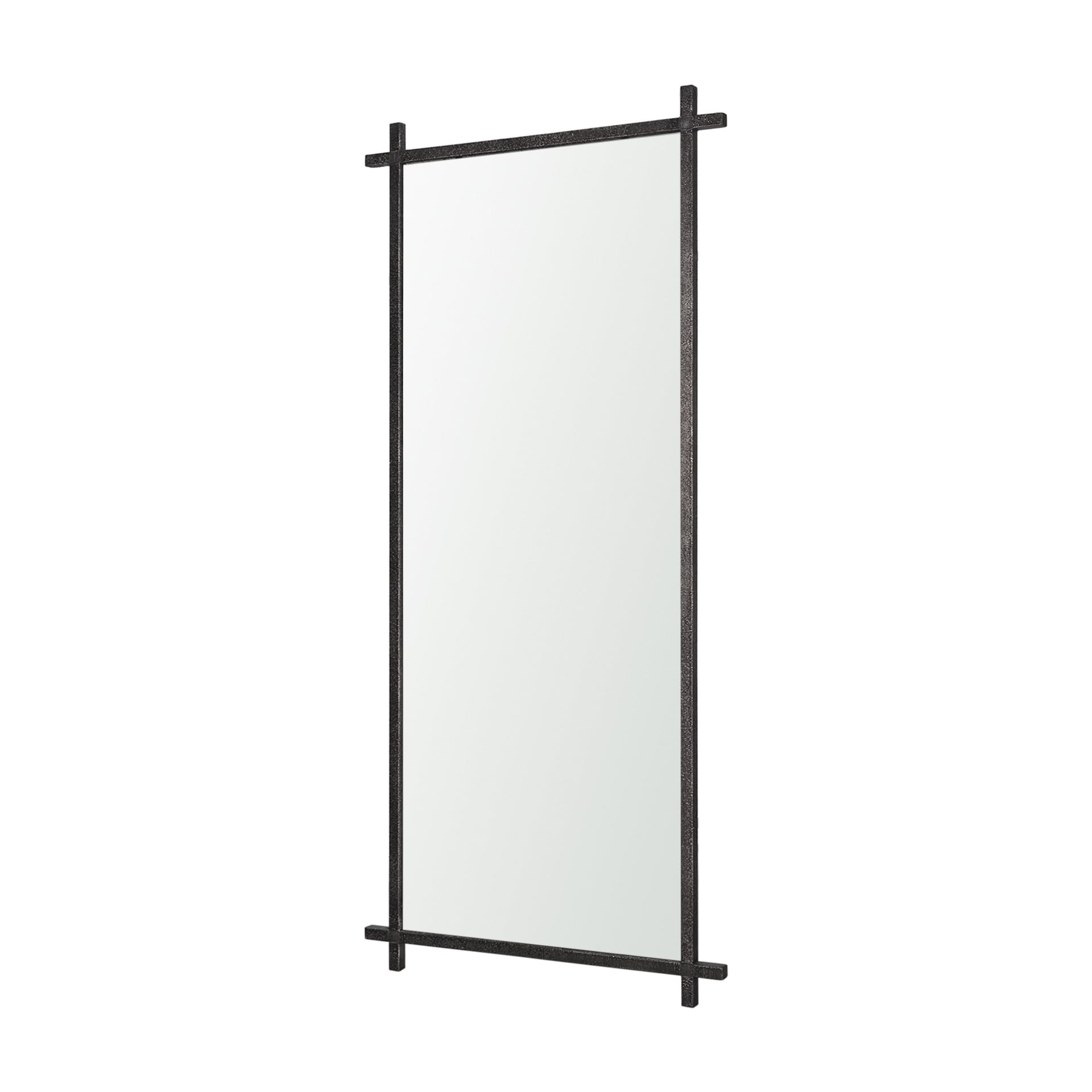 Tori Gunmetal W Textured Metal Cross Frame Wall Mirror 31.5L X 1.0W X 70.5H