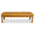 Torias Bench Rectangular Top Grain Leather Solid Oak Frame Tufted Seat Black