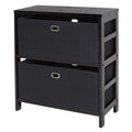 Torino 3 Pc Set Storage Shelf W Black Fabric Baskets