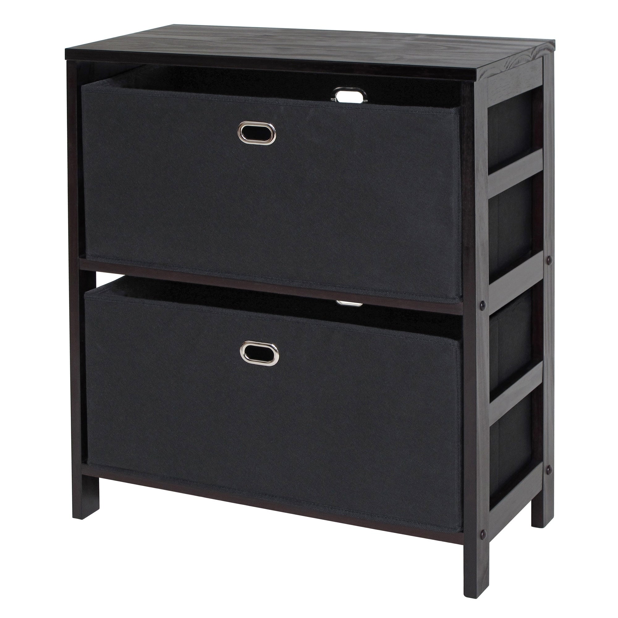 Torino 3 Pc Set Storage Shelf W Black Fabric Baskets