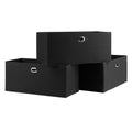 Torino 3 Pc Set Folding Fabric Baskets Black