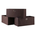 Torino 3 Pc Set Folding Fabric Baskets Chocolate