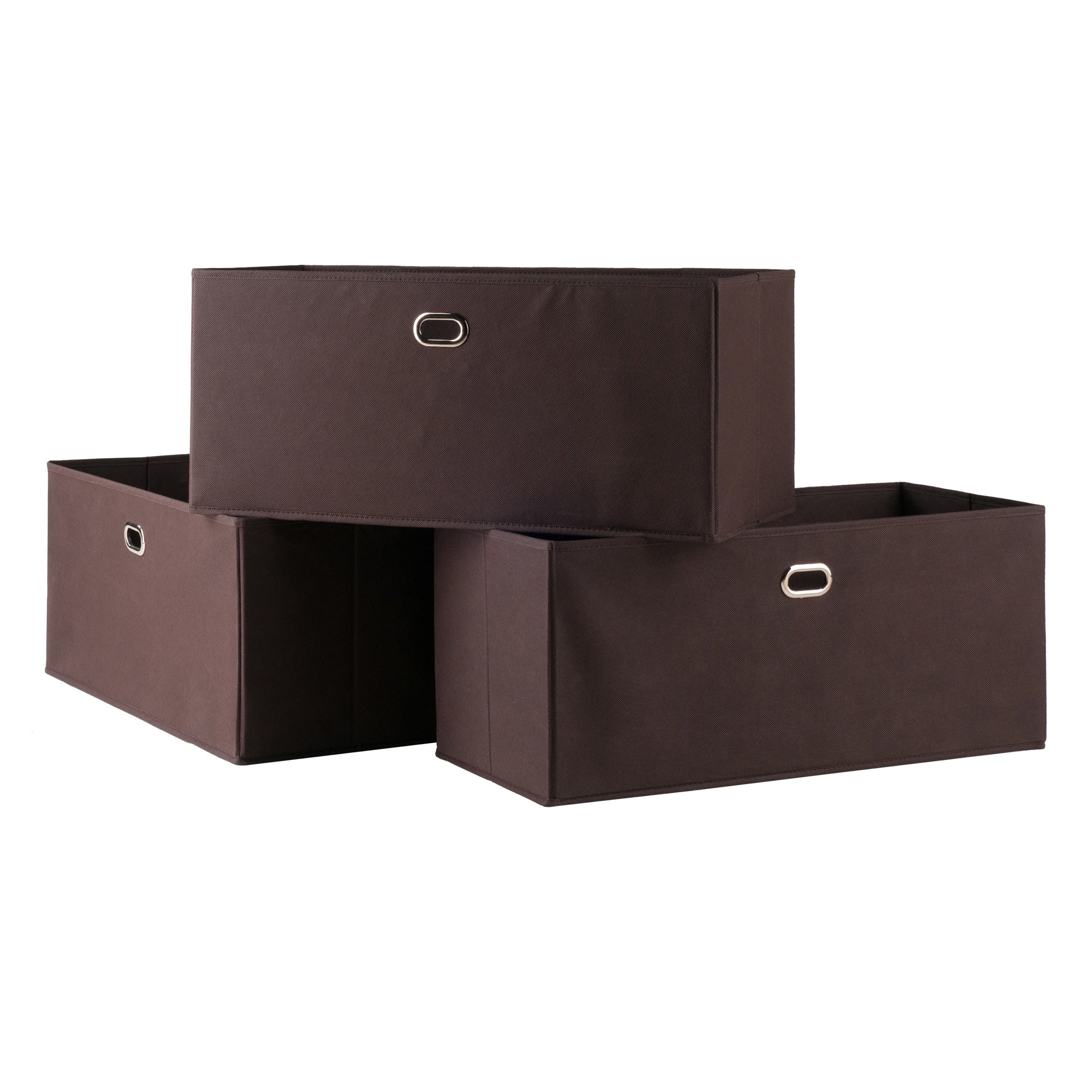 Torino 3 Pc Set Folding Fabric Baskets Chocolate