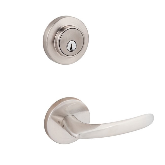 Torino Satin Nickel Entrance Lever With Modern Deadbolt Satin Nickel