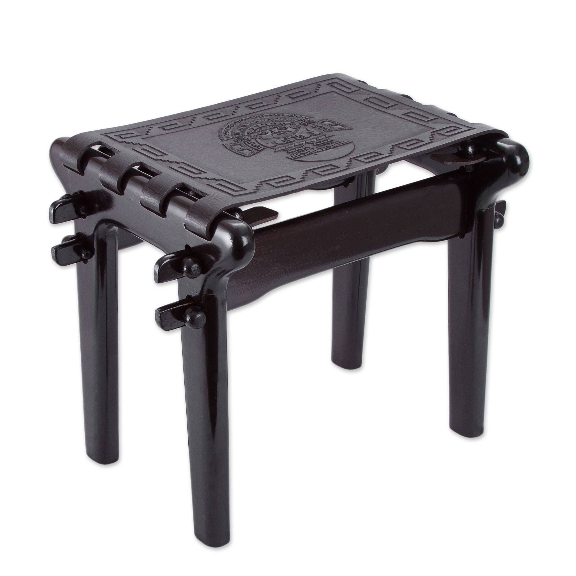 Handmade Tornillo Wood And Leather Nobility Stool Peru