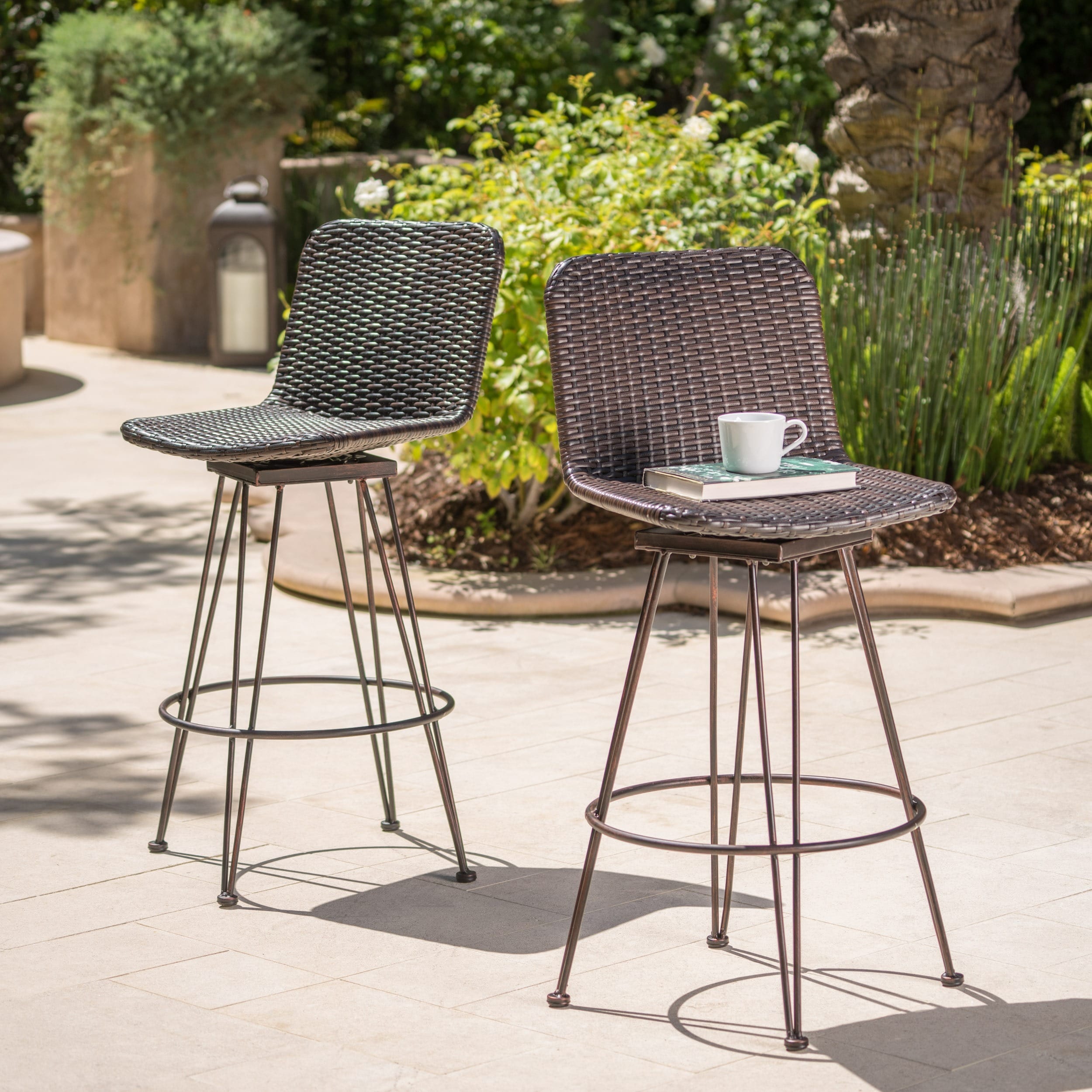 Torrey Outdoor Wicker Barstool Set Of 2 By Christopher Knight Home