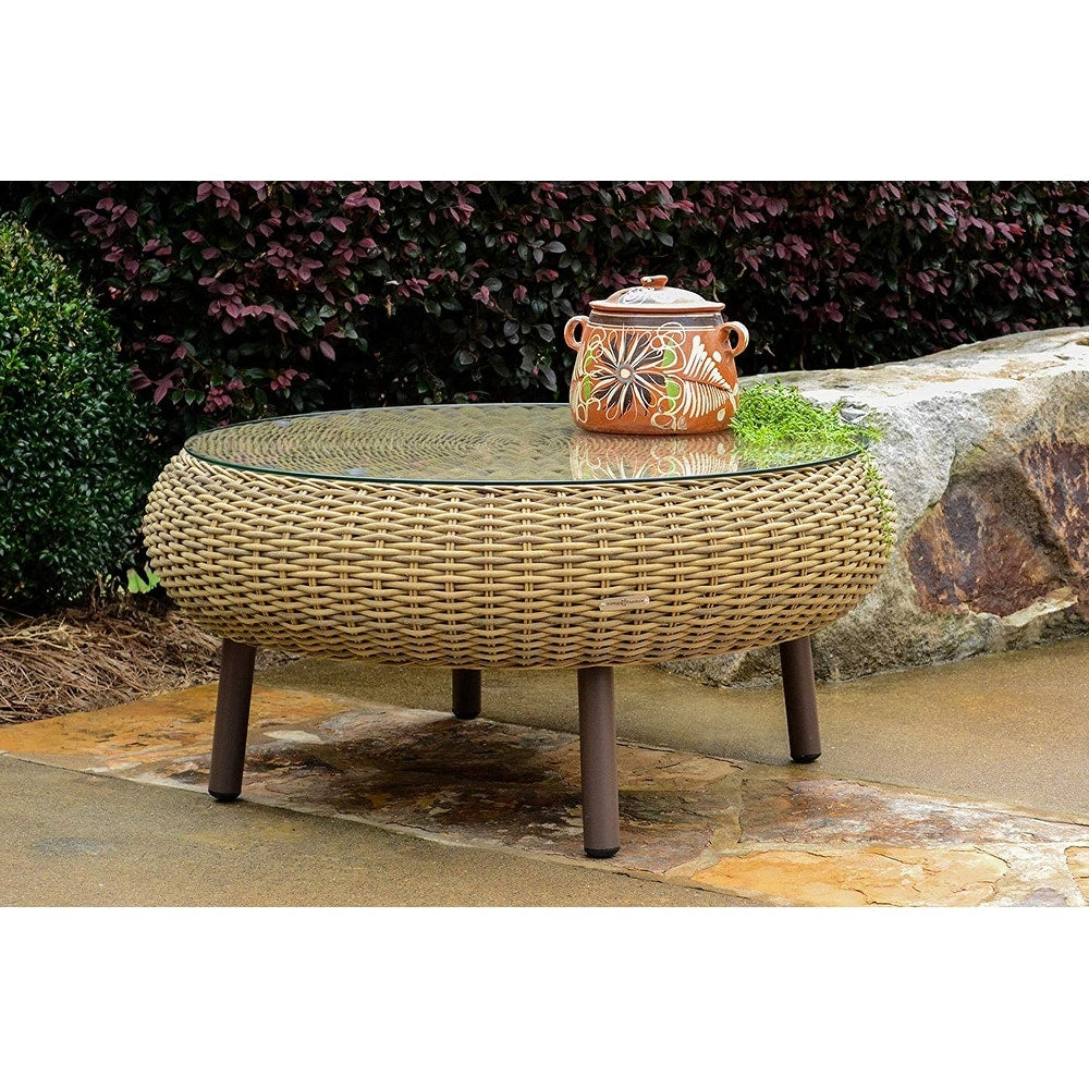 Tortuga Outdoor Round Indoor Outdoor Wicker Coffee Table