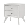 Tory Nightstand 2 Drawers White Solid Wood Bronze Round Knobs