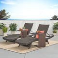 Toscana Outdoor Wicker Adjustable Chaise Lounge With C Shaped Wicker Table Set By Christopher Knight Home