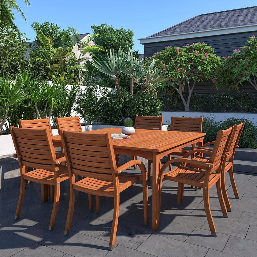 Havenside Home Tottenville 9 Piece Eucalyptus Wood Square Dining Set