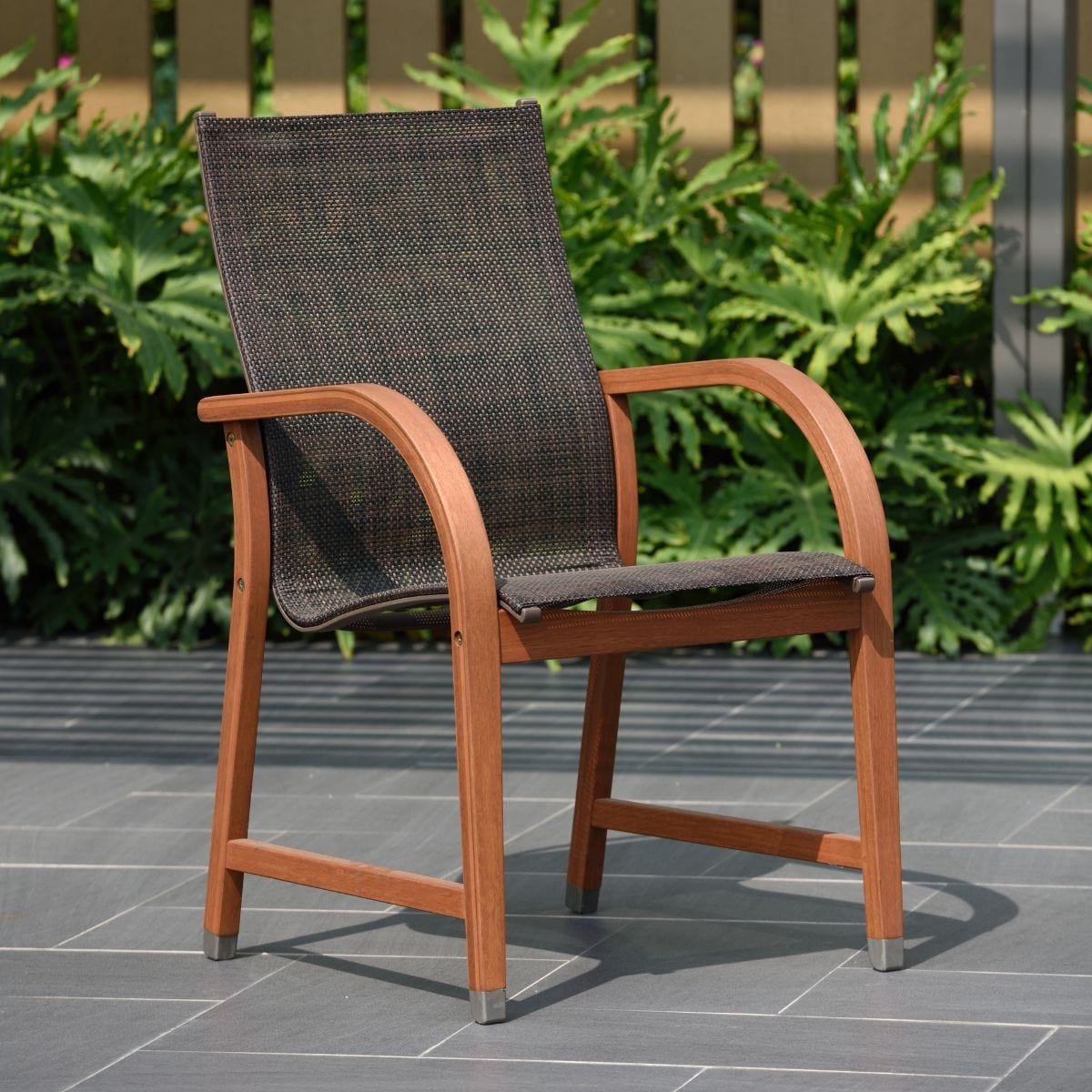 Havenside Home Tottenville Eucalyptus And Sling Brown Black Arm Chairs Set Of 4