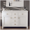 Totti Artemis 48 White Transitional Double Sink Bathroom Vanity W White Carrara Style Man Made Stone Top