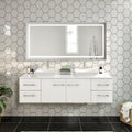 Totti Wave 60 Inch White Modern Bathroom Vanity With Counter Top And Double Sinks