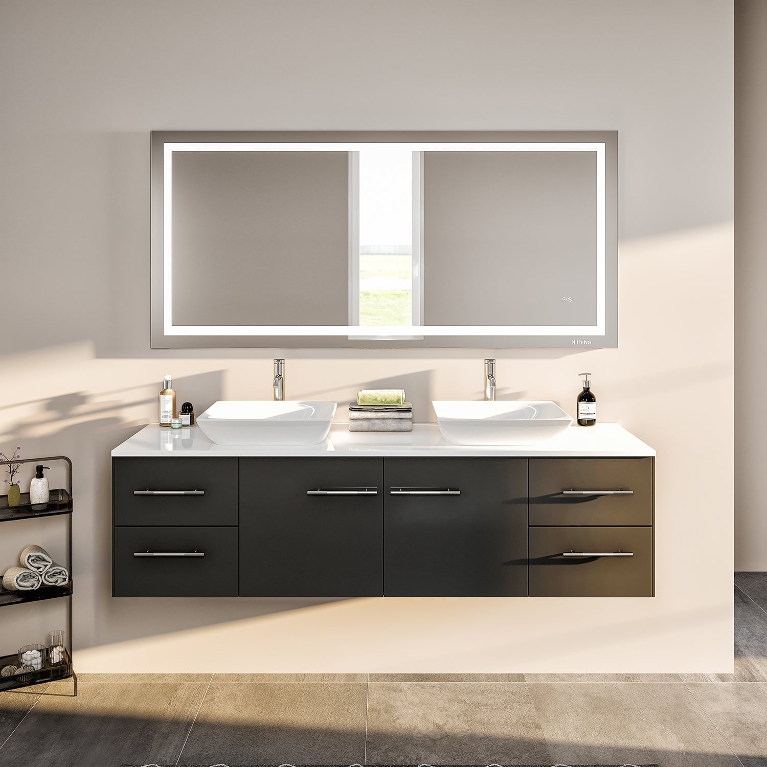 Totti Wave 72 Espresso Modern Double Sink Bathroom Vanity W White Glassos Top Sinks