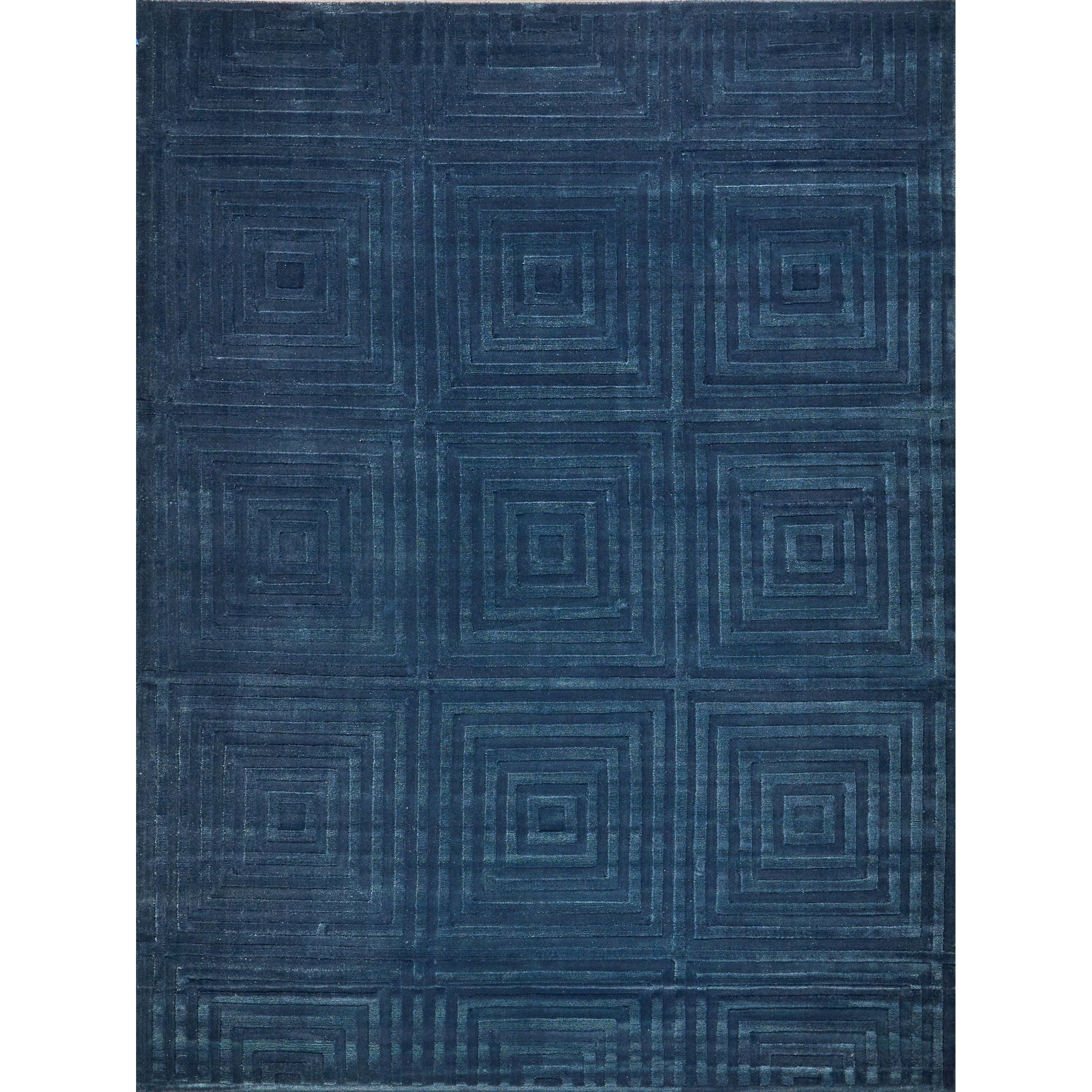 Tovello Modern Handloomed Silky Nylon Navy Area Rug