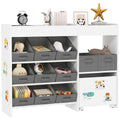 Toy Storage Organizer With 6 Shelves And 11 Fabric Bins Moveable Cabinet And 3 Stickers Toy Organizer For Nursery Playroom