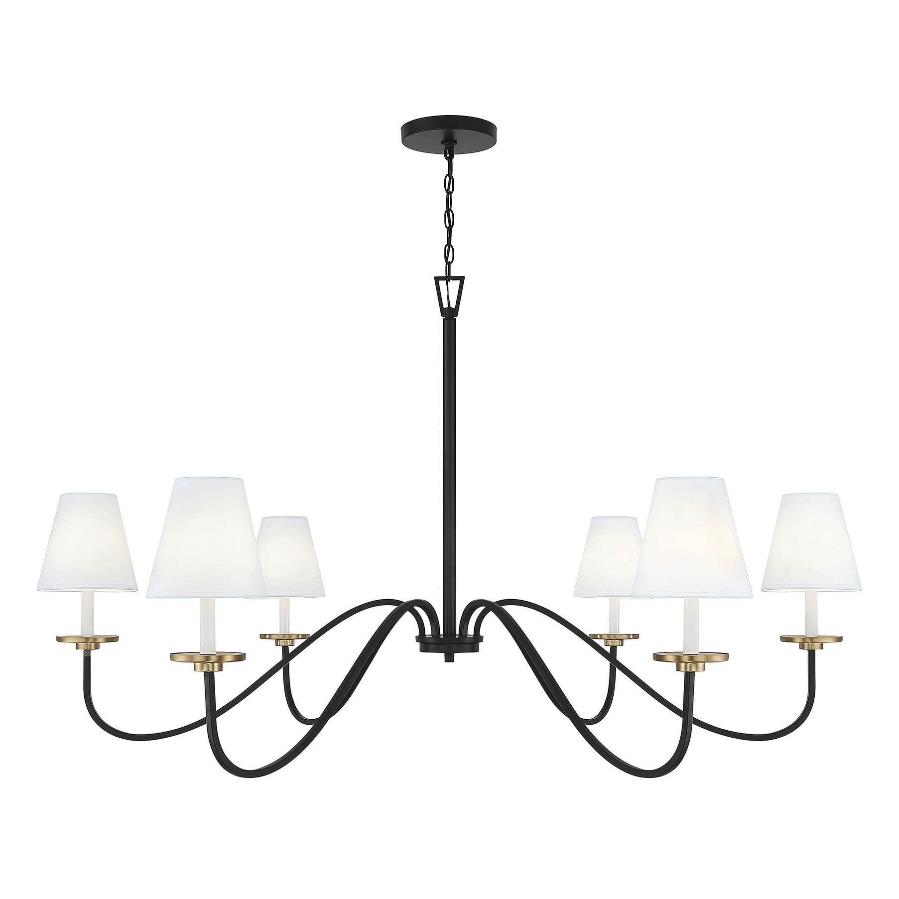Trade Winds Ascend 6 Light Chandelier In Black With Natural Brass Accents