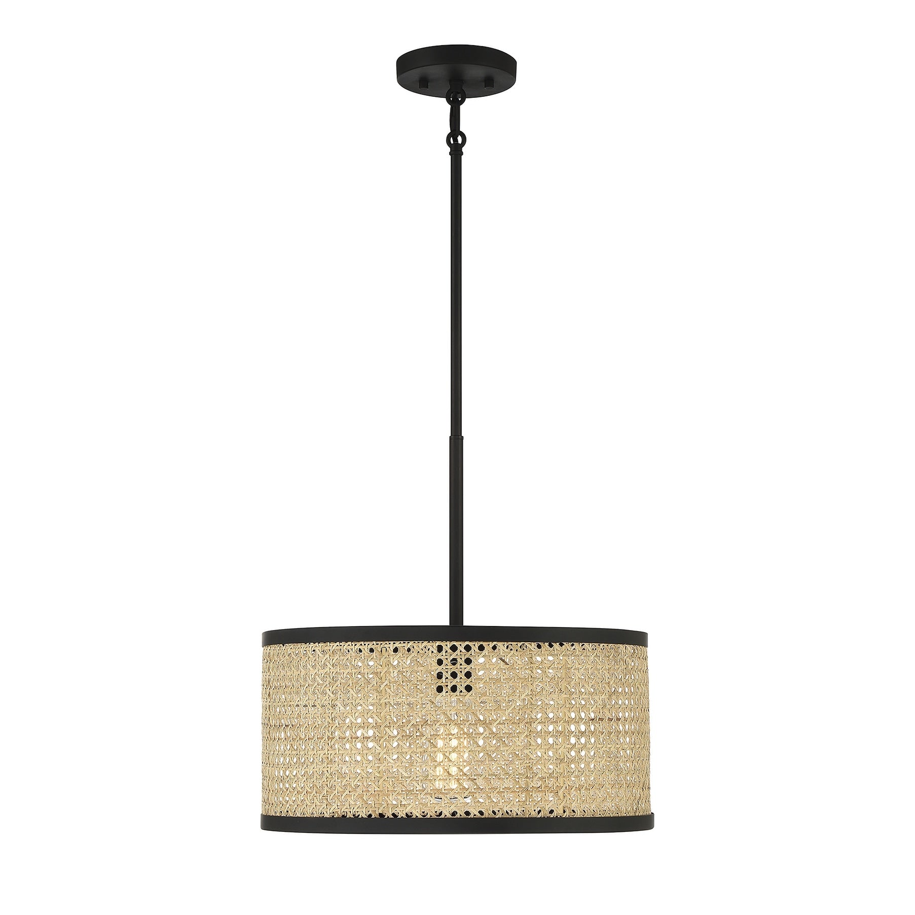 Trade Winds Remy 1 Light Pendant In Natural Cane With Matte Black
