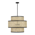 Trade Winds Remy 3 Light Pendant In Natural Cane With Matte Black