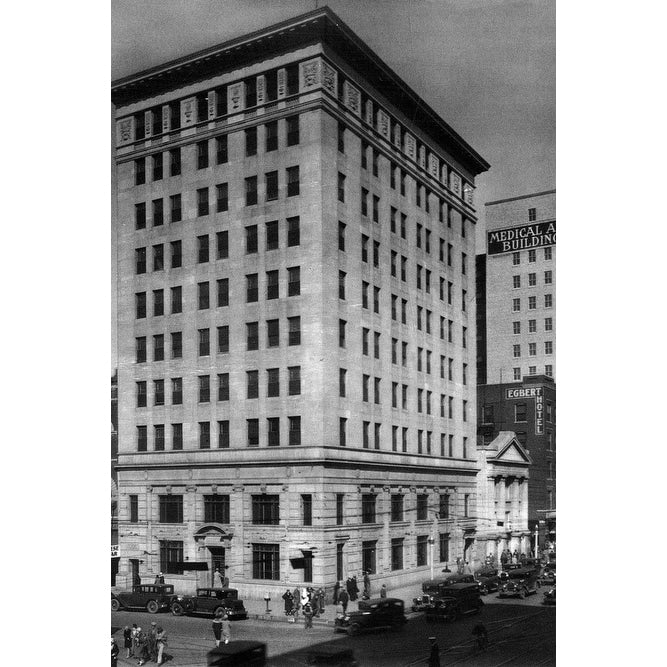 Tradesmens National Bank Building Black And White Gallery Wrapped Canvas