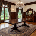 Traditional 118 Inch Rectangular Extendable Dining Table Expresso Brown Finish Solid Rubberwood
