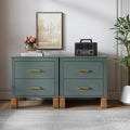 Traditional 2 Drawer Nightstand With Solid Wood Legs Set Of 2 For Bedroom Living Room