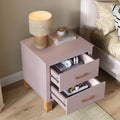 Traditional 2 Drawer Nightstand With Solid Wood Legs For Bedroom Living Room