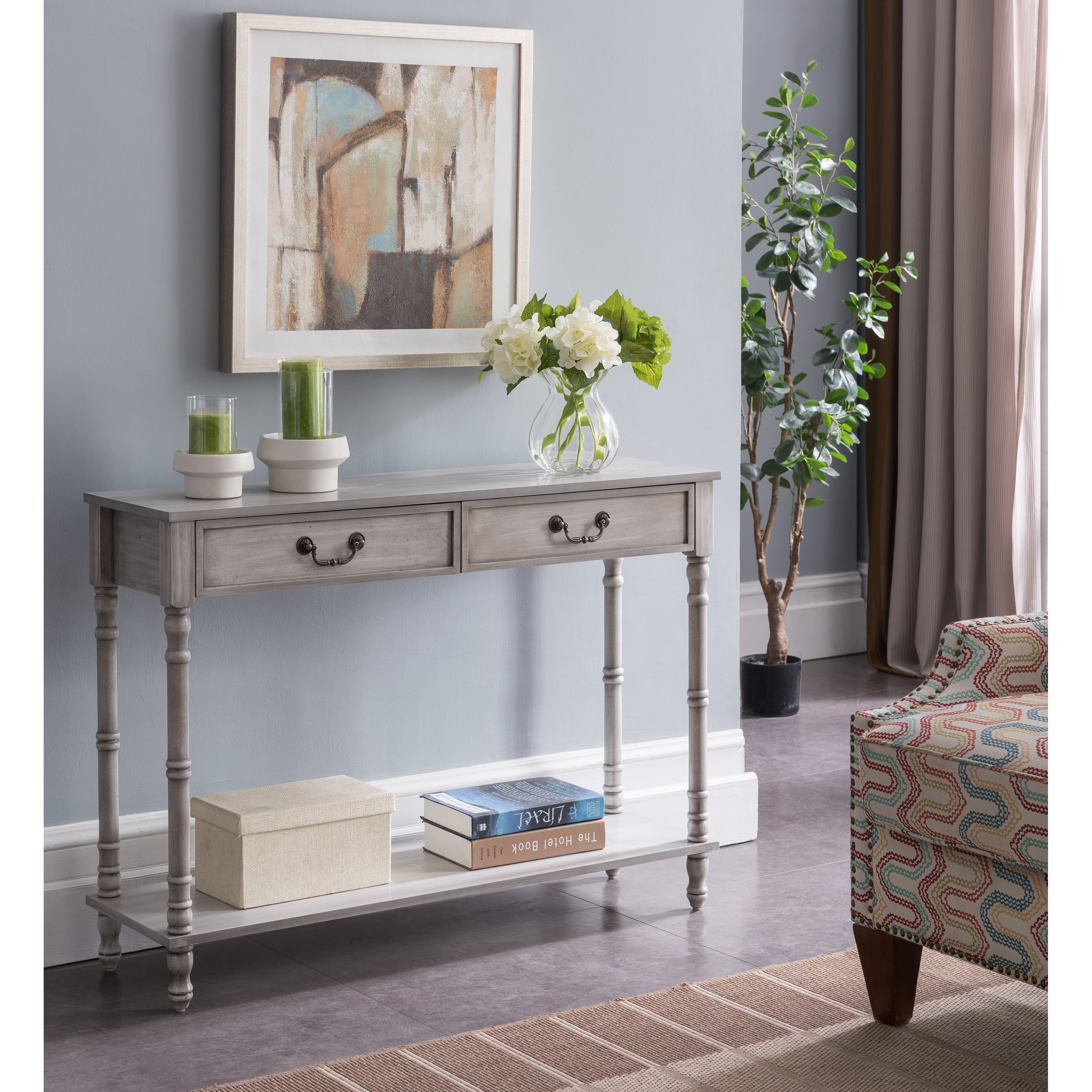 Copper Grove Bamberg Traditional 2 Drawer Washed Oak Console Table