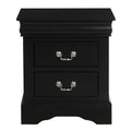 Traditional 2 Drawers Wood Nightstand By Louis Philippe Iii Black