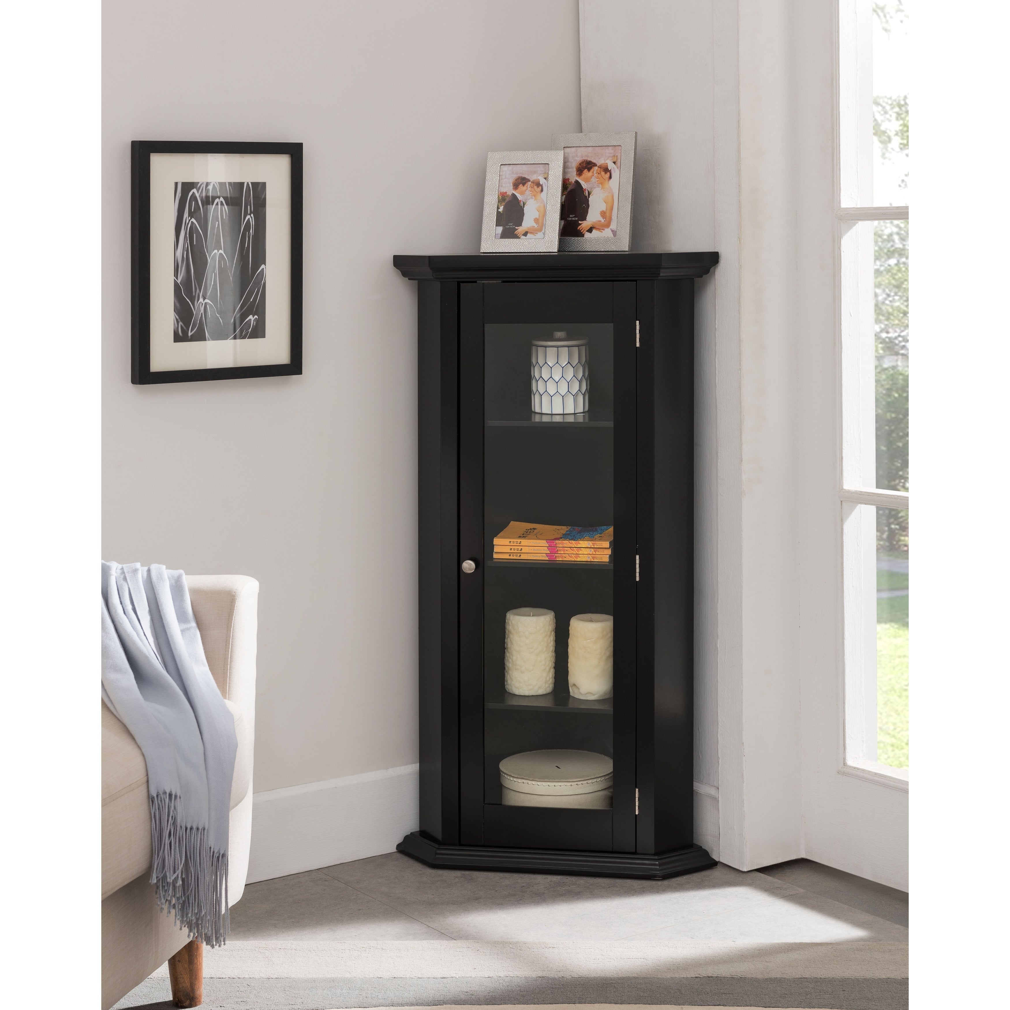 Traditional 4 Shelves Black Console Table
