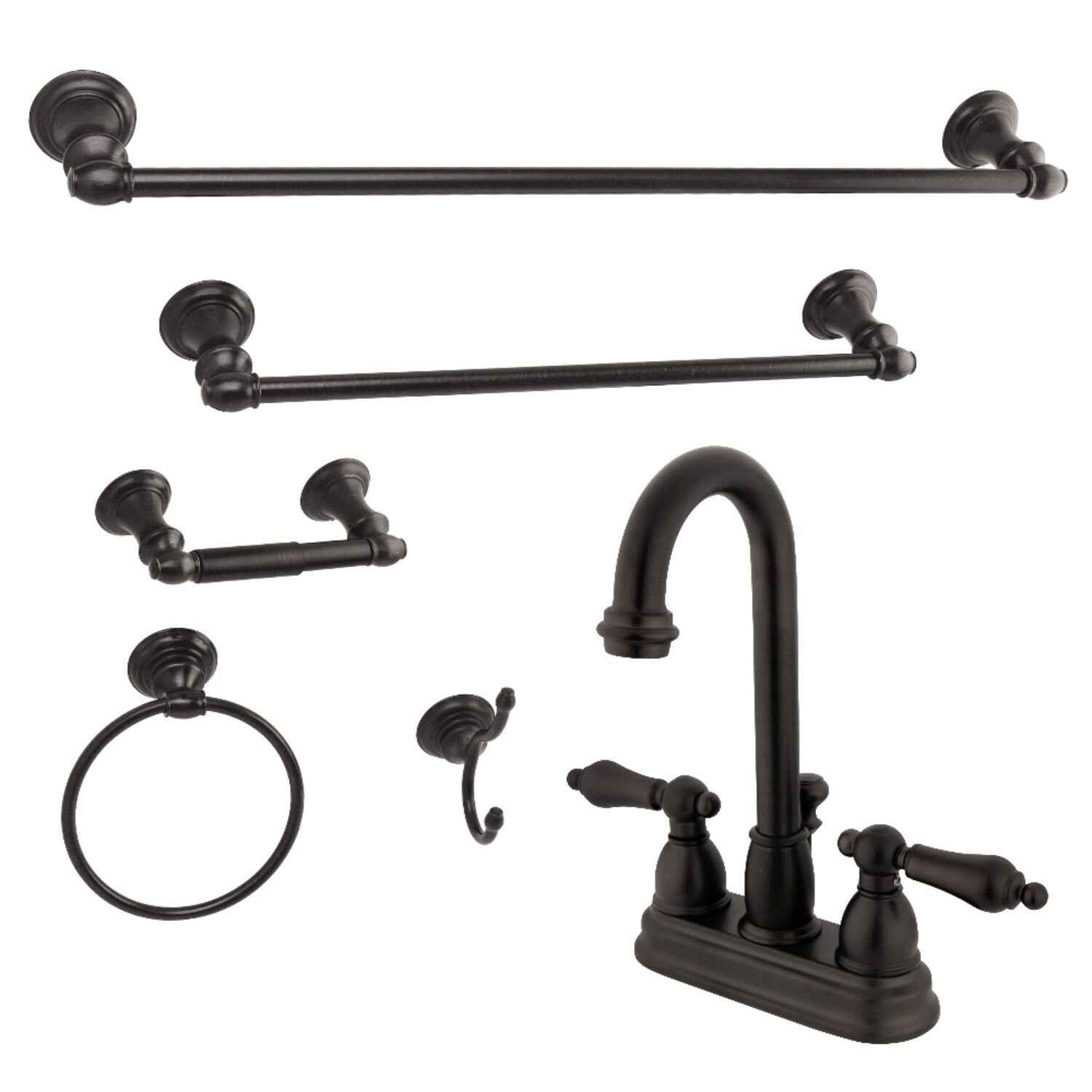 Traditional 4 In. Bathroom Faucet With 5 Piece Bathroom Hardware Combo