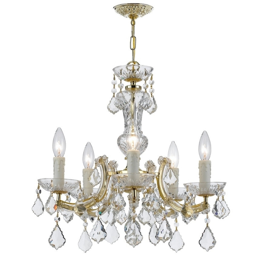 Traditional 5 Light Gold Crystal Mini Chandelier Gold