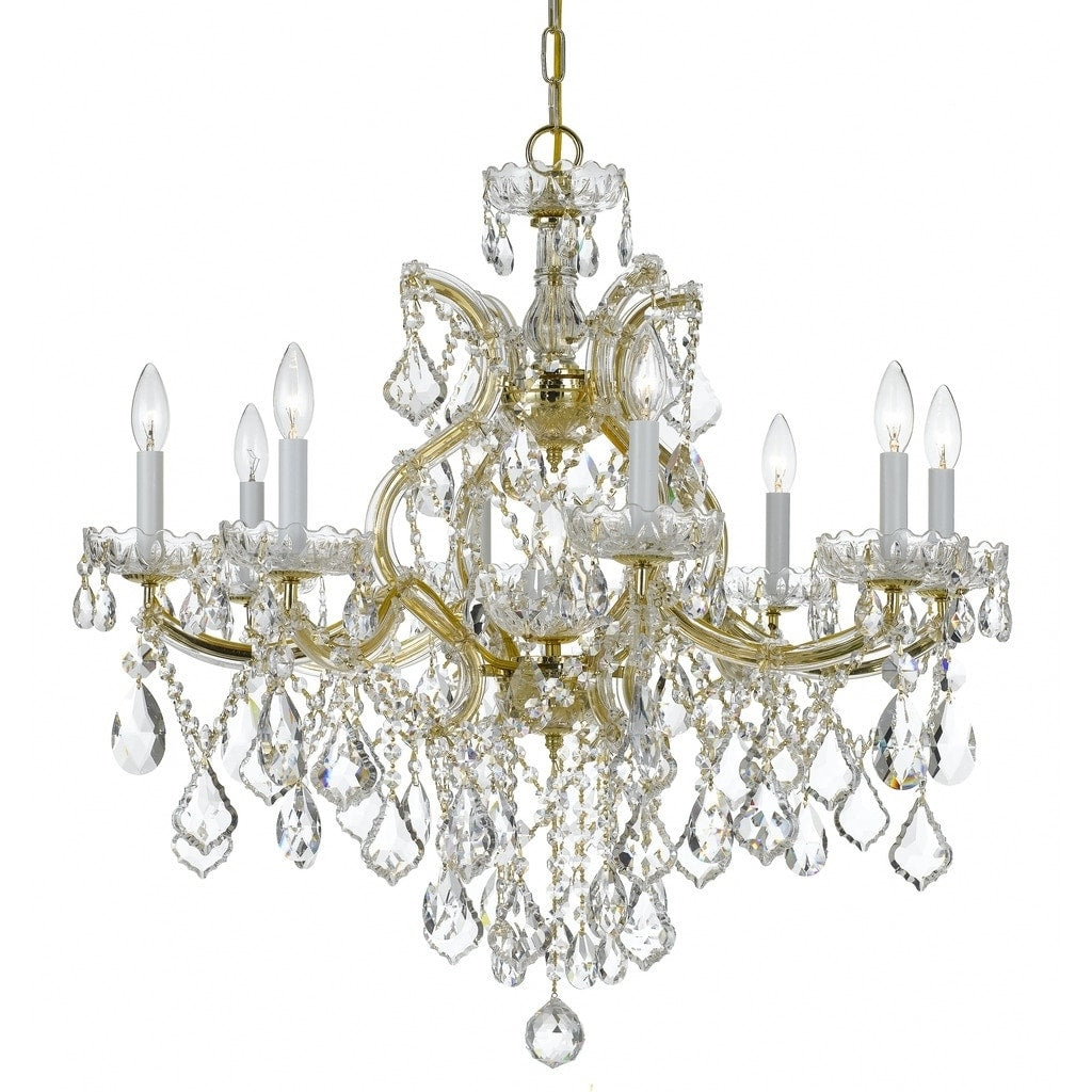 Traditional 9 Light Gold Crystal Chandelier Gold