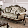 Traditional Beige Finish Solid Wood Rolled Arms 1Pc Loveseat