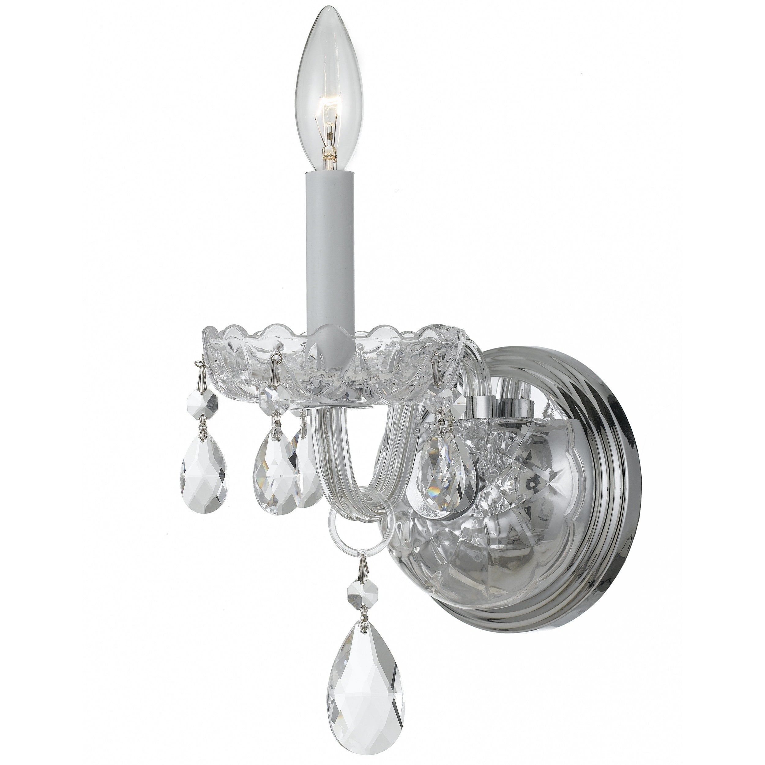 Crystorama Traditional Crystal Collection 1 Light Polished Chrome Swarovski Strass Crystal Wall Sconce
