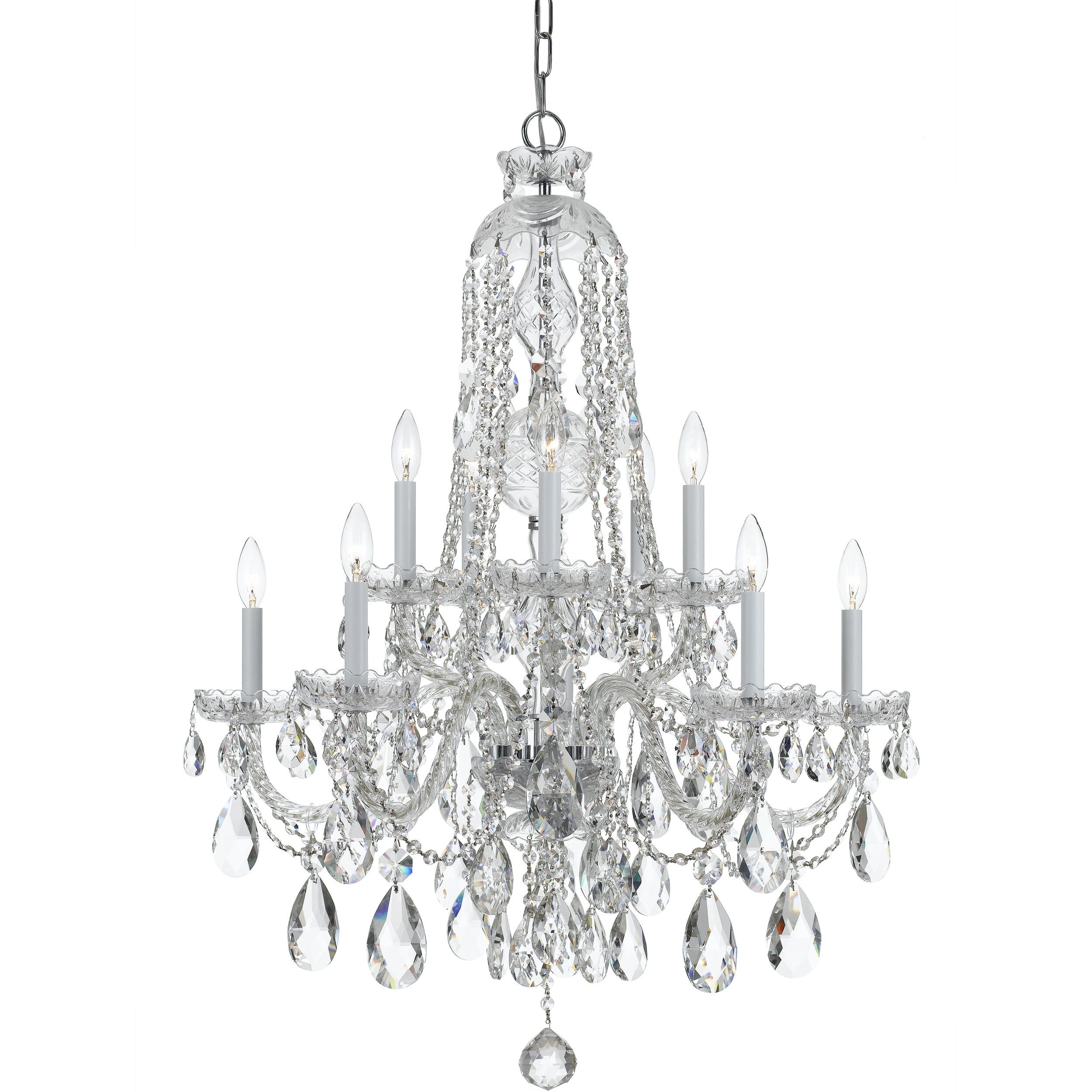 10 Light Chrome Crystal Chandelier Chrome