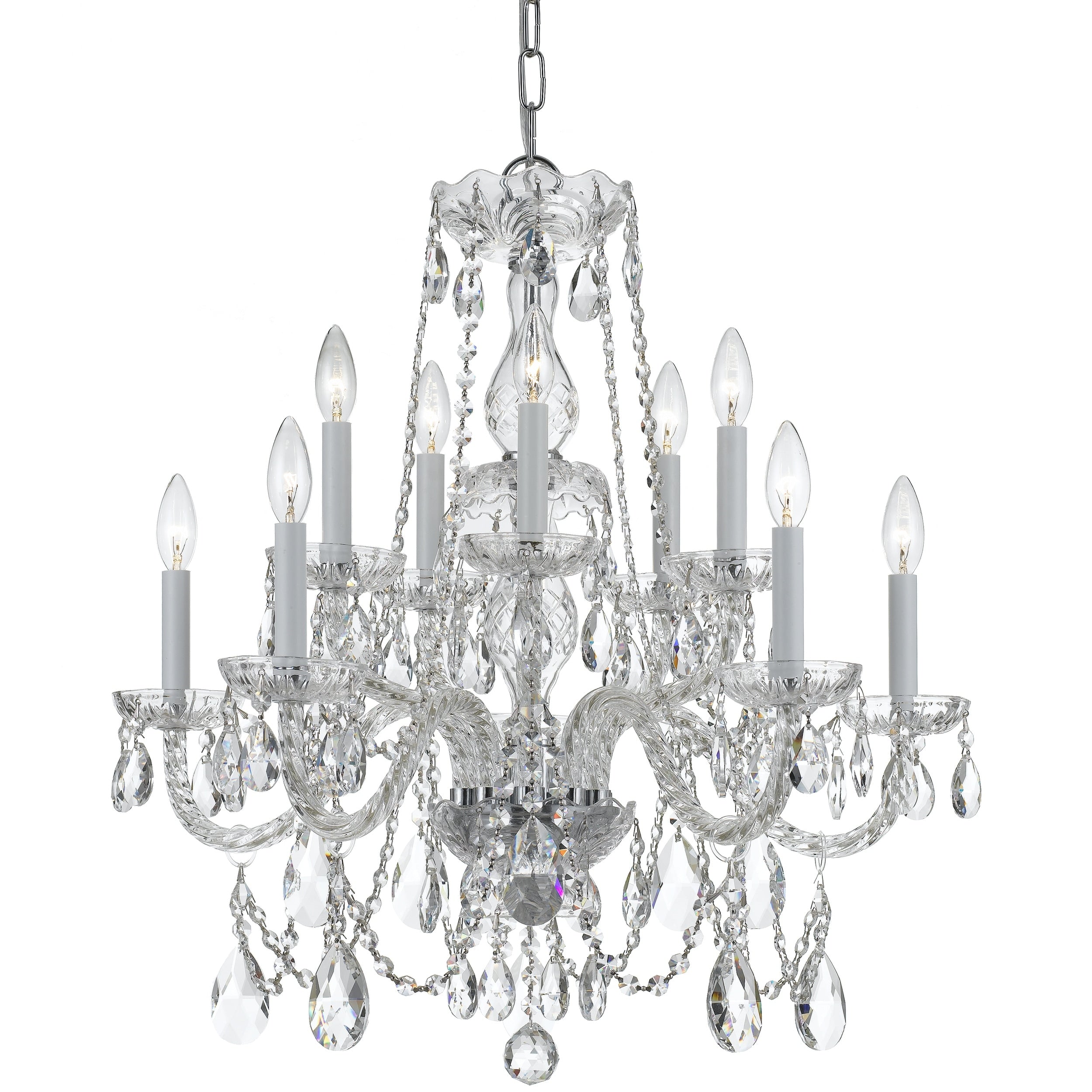10 Light Chrome Swarovski Spectra Crystal Chandelier Chrome