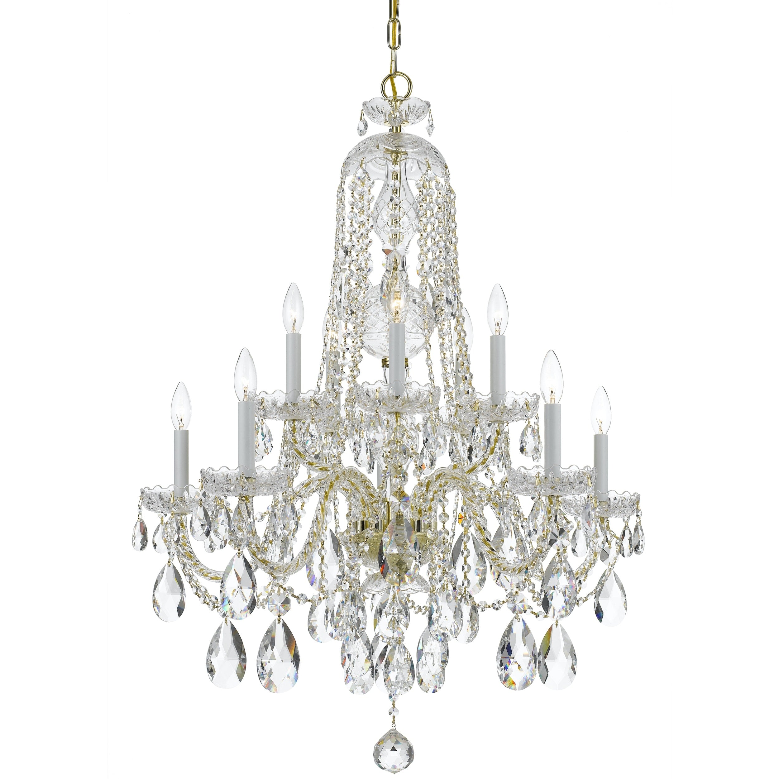 10 Light Polished Brass Swarovski Strass Crystal Chandelier Polished Brass