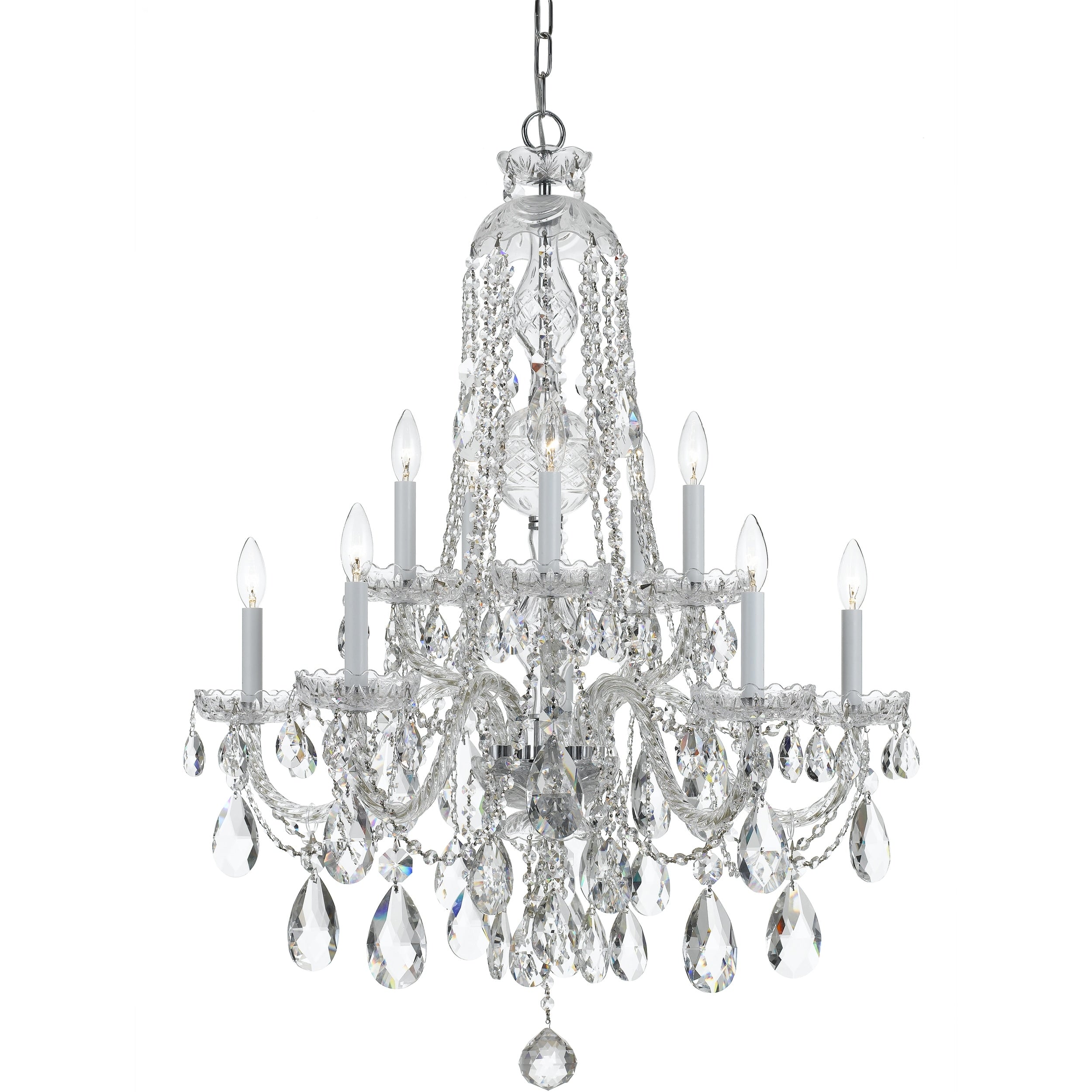 10 Light Chrome Swarovski Spectra Crystal Chandelier Chrome