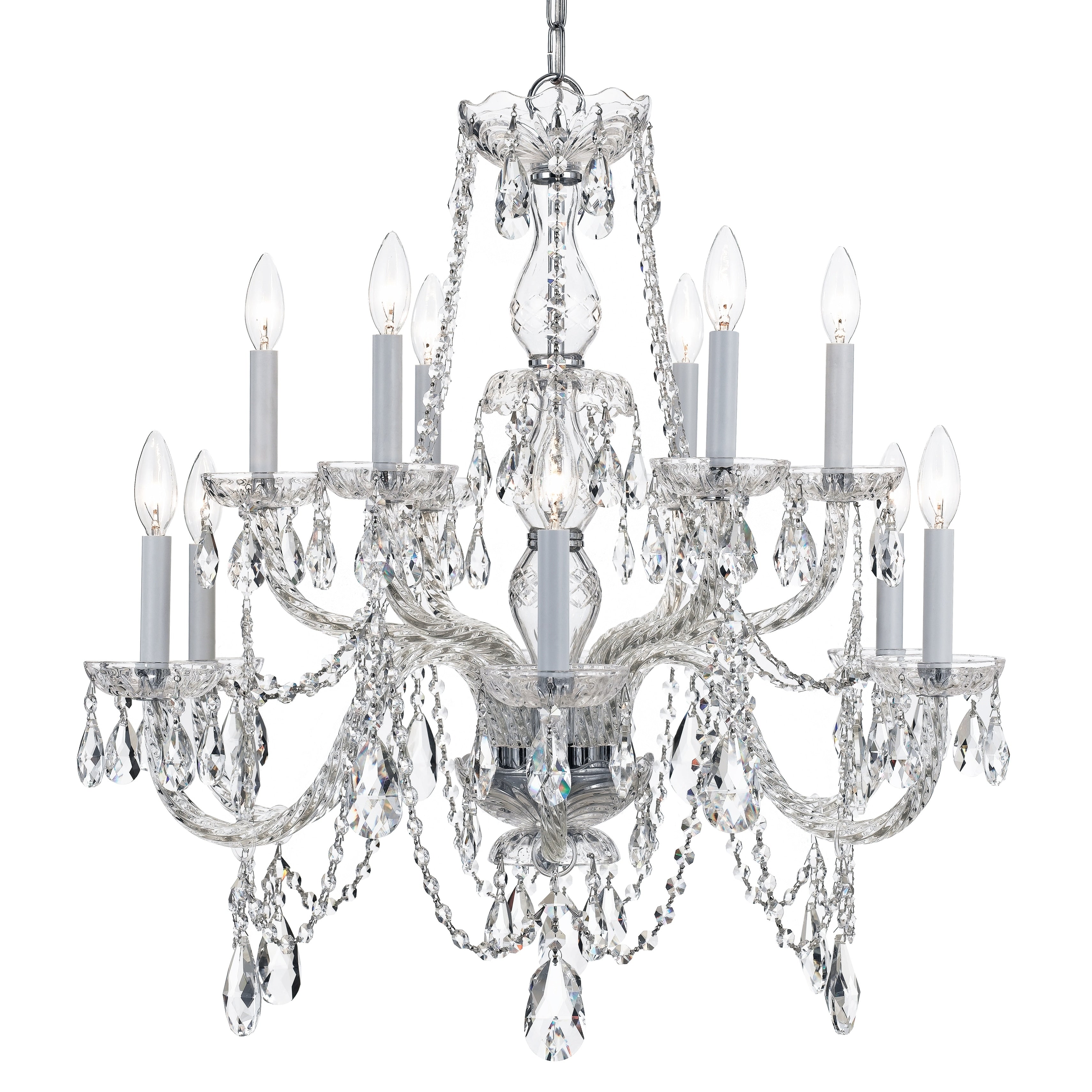 12 Light Polished Chrome Crystal Chandelier Polished Chrome