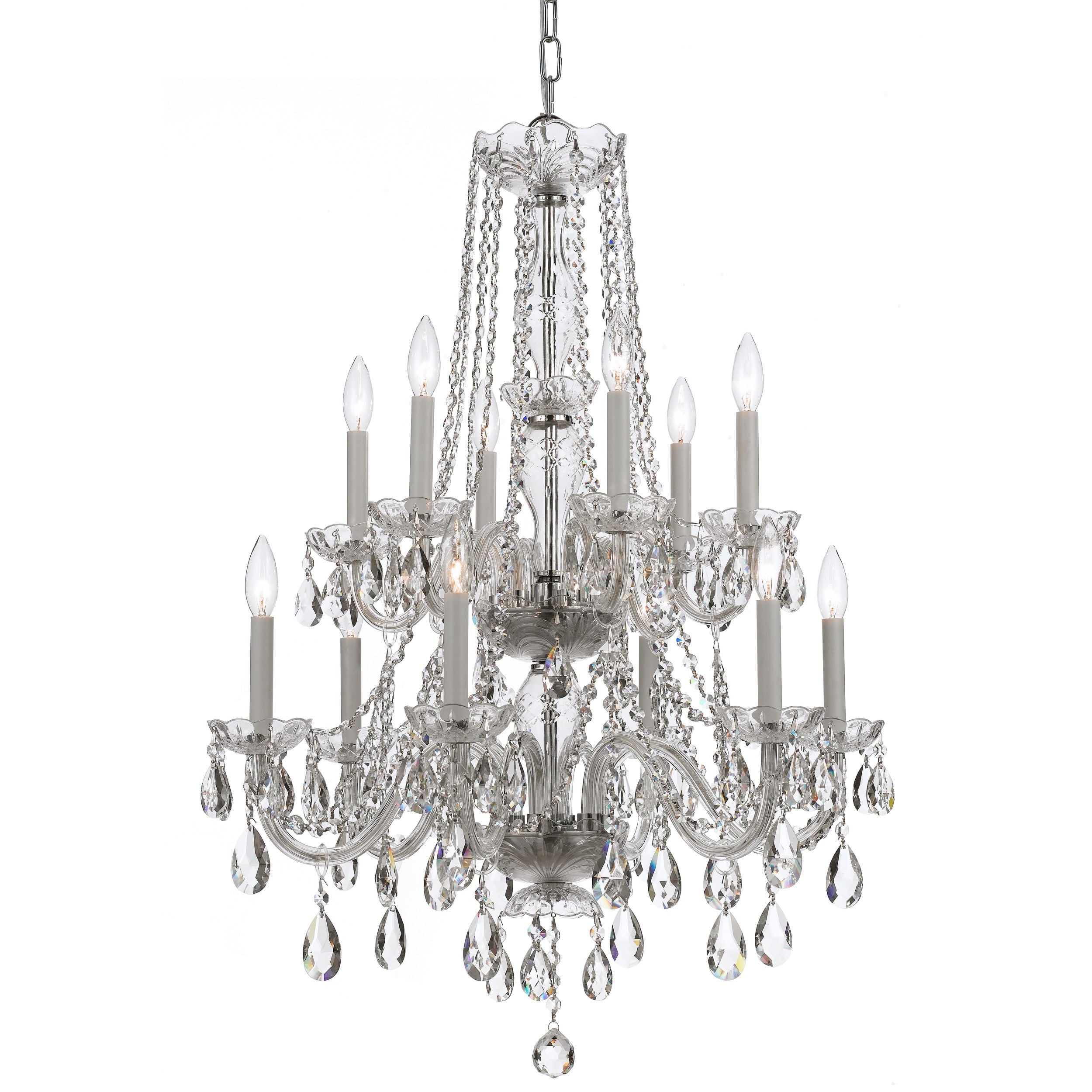 12 Light Chrome Crystal Chandelier Chrome
